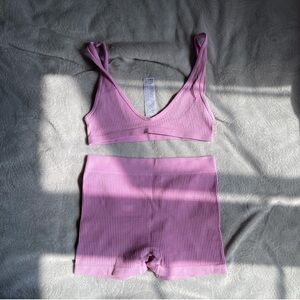 COPY - ZARA MATCHING SHORTS AND BRA SET in PINK